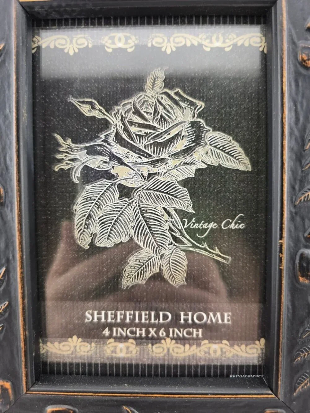 Sheffield Home Vintage Chic Black Rose Embossed Picture Frame 4x6 Inches READ